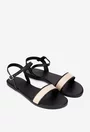 Sandale dama din piele naturala neagra cu bej