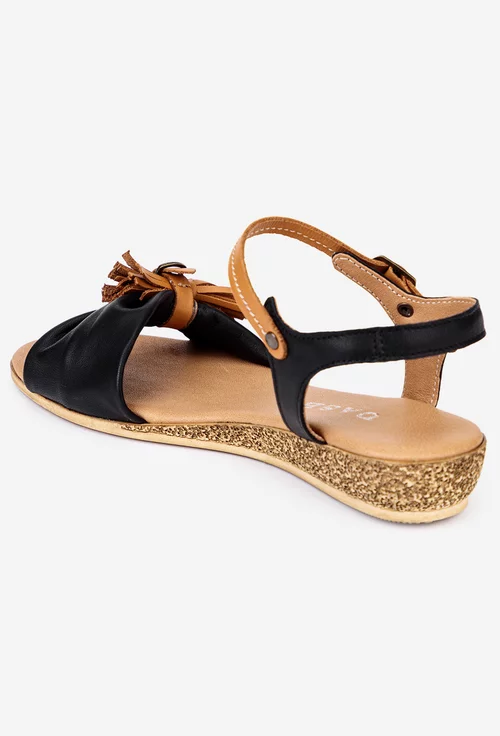 Sandale dama din piele naturala neagra cu maro picture - 4
