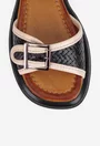 Sandale dama din piele naturala neagra cu model