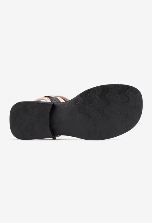 Sandale dama din piele naturala neagra cu model