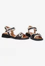 Sandale dama din piele naturala neagra cu model
