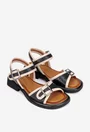 Sandale dama din piele naturala neagra cu model