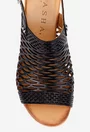 Sandale dama din piele naturala neagra cu model decupat