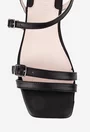 Sandale dama din piele naturala neagra cu varful patrat