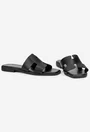 Sandale dama din piele naturala neagra model stil papuc