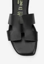 Sandale dama din piele naturala neagra model stil papuc