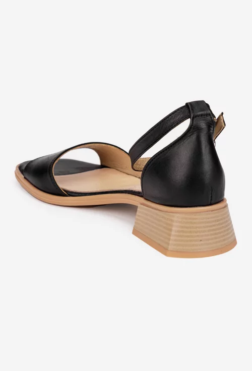 Sandale dama din piele naturala neagra NUR
