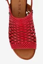 Sandale dama din piele naturala rosie cu model decupat