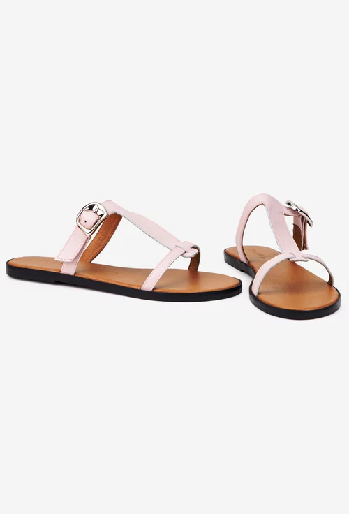 Sandale dama din piele naturala roz pudra