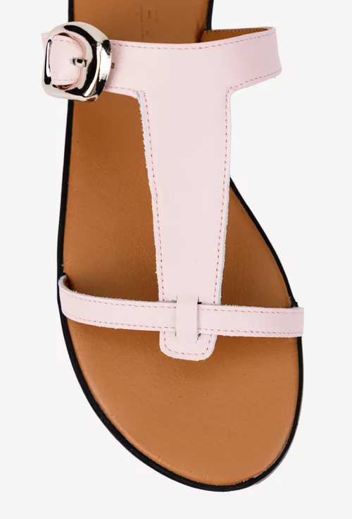 Sandale dama din piele naturala roz pudra