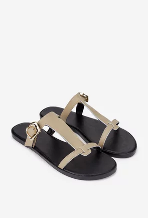Sandale dama din piele naturala taupe