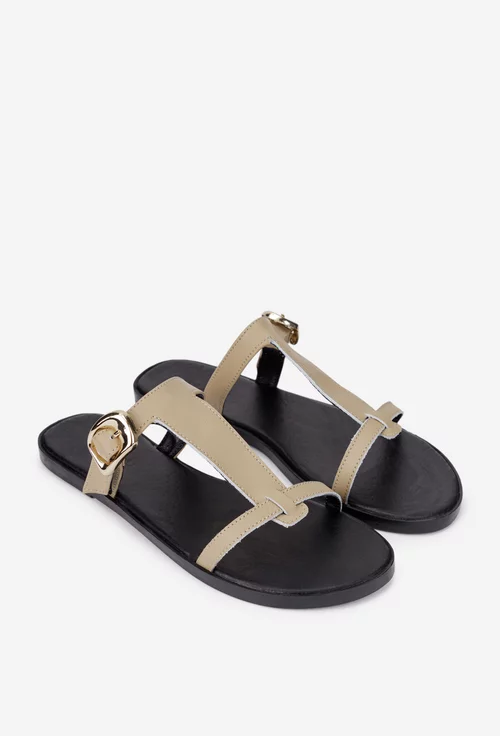 Sandale dama din piele naturala taupe