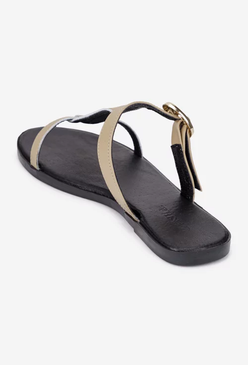 Sandale dama din piele naturala taupe