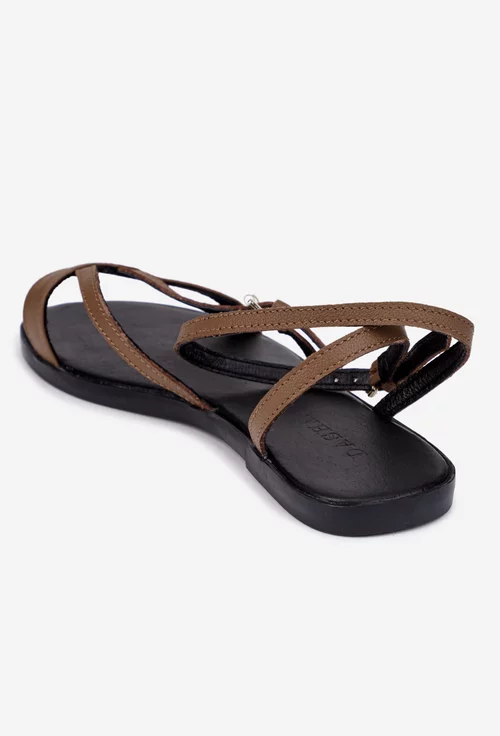 Sandale dama din piele naturala taupe