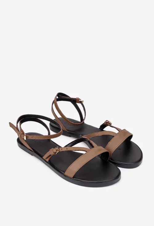 Sandale dama din piele naturala taupe