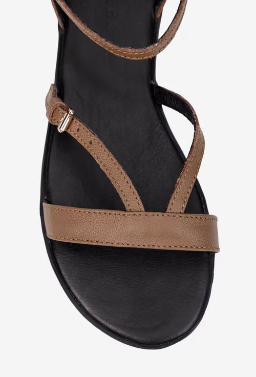 Sandale dama din piele naturala taupe