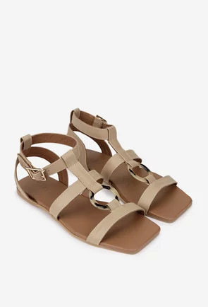 Sandale dama din piele naturala taupe