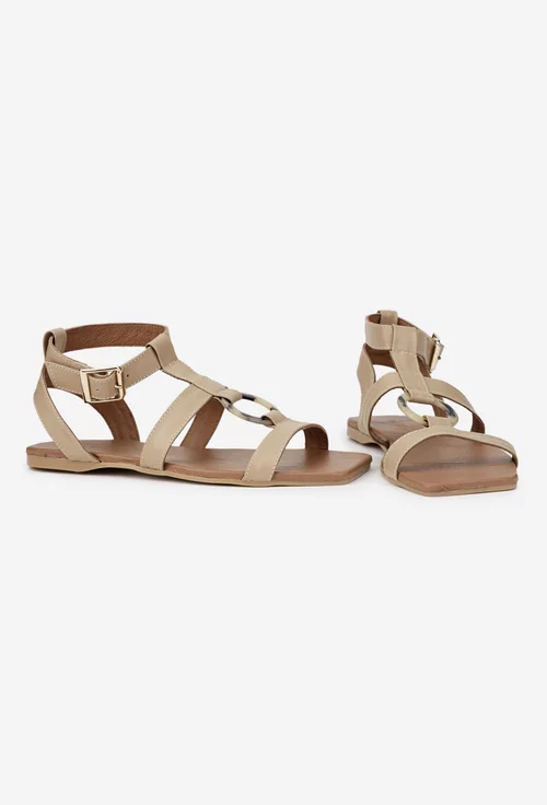 Sandale dama din piele naturala taupe picture - 5