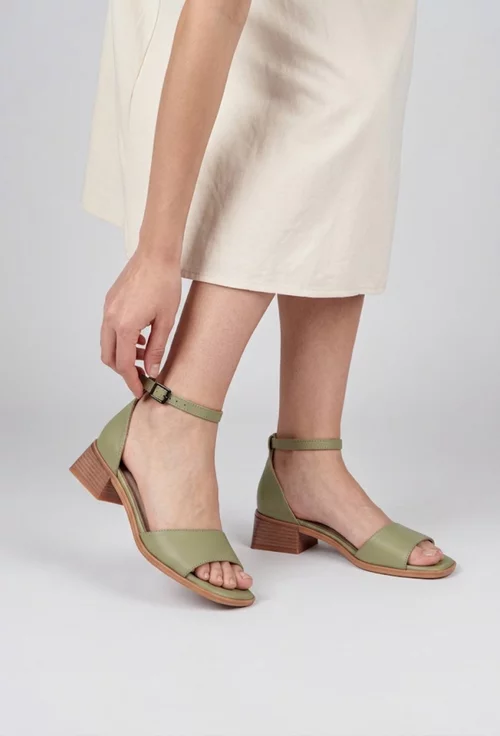 Sandale dama din piele naturala verde deschis NUR