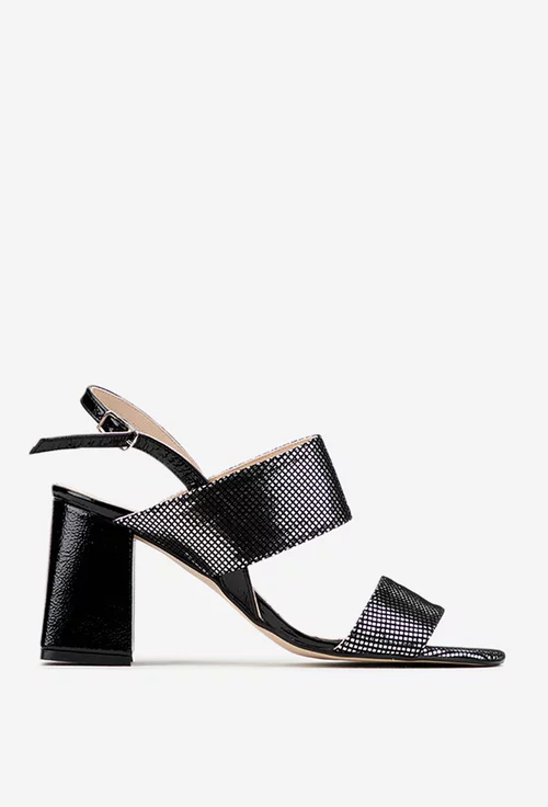 Sandale dama din piele neagra cu detalii argintii