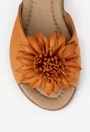Sandale dama din piele portocalie cu detaliu floare