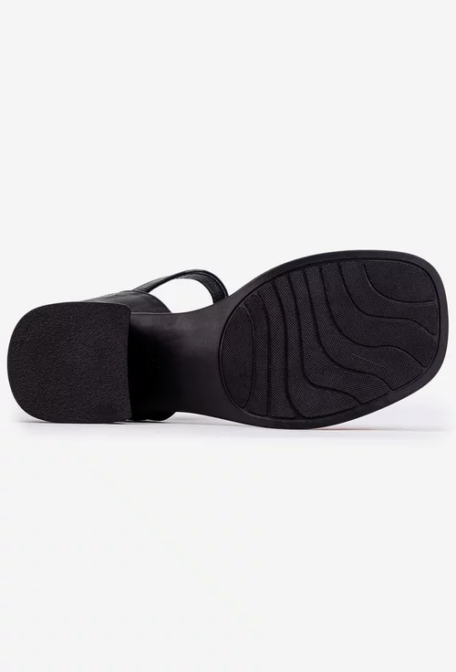 Sandale dama din piele portocalie cu negru