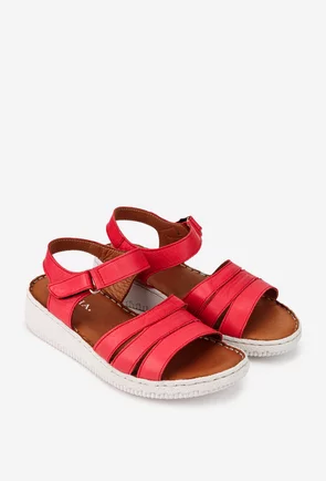 Sandale dama din piele rosie