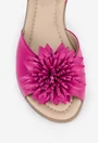Sandale dama din piele roz cu detaliu floare