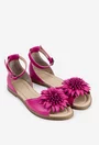Sandale dama din piele roz cu detaliu floare