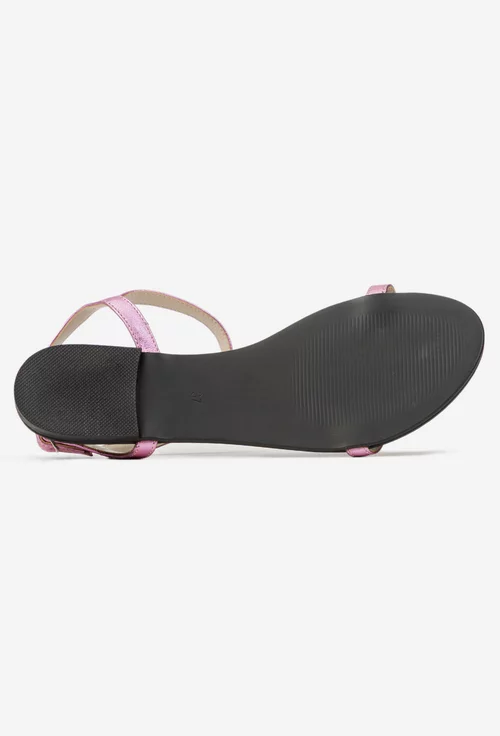Sandale dama din piele sidefata roz-lila