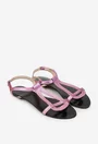 Sandale dama din piele sidefata roz-lila