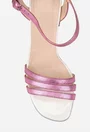 Sandale dama din piele sidefata roz-lila