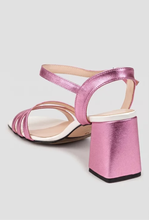 Sandale dama din piele sidefata roz-lila