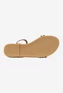 Sandale dama din piele texturata maro cu ornament flori