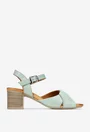 Sandale dama din piele verde deschis cu toc