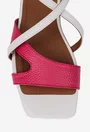 Sandale dama fuchsia cu alb din piele naturala