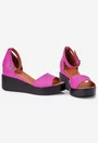 Sandale dama fuchsia din piele cu bareta