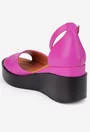 Sandale dama fuchsia din piele cu bareta