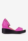 Sandale dama fuchsia din piele cu bareta