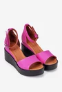 Sandale dama fuchsia din piele cu bareta