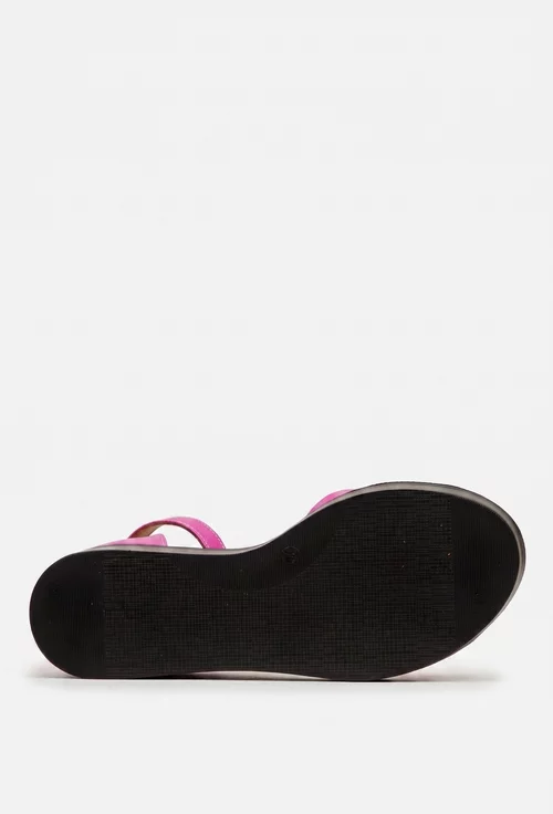 Sandale dama fuchsia din piele cu bareta picture - 6