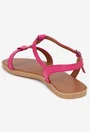 Sandale dama fuchsia din piele texturata