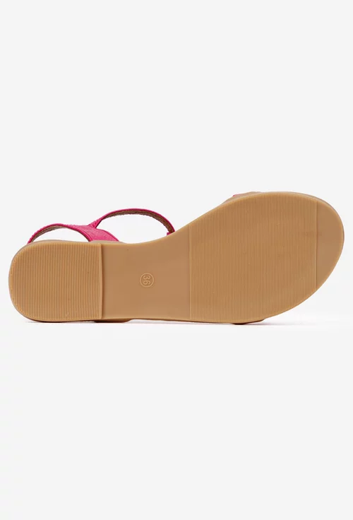 Sandale dama fuchsia din piele texturata