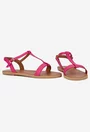 Sandale dama fuchsia din piele texturata