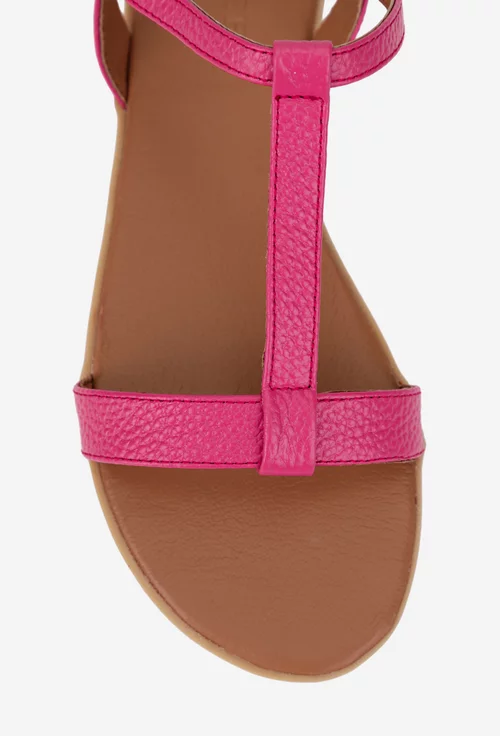 Sandale dama fuchsia din piele texturata