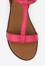 Sandale dama fuchsia din piele texturata