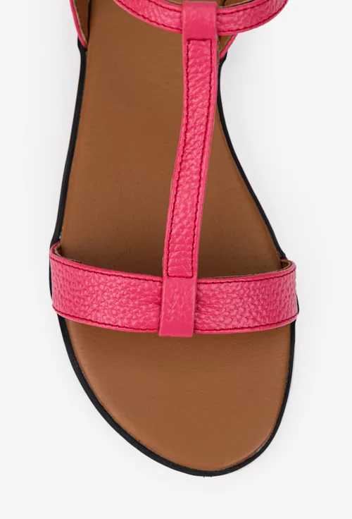 Sandale dama fuchsia din piele texturata
