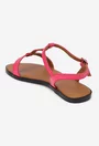 Sandale dama fuchsia din piele texturata