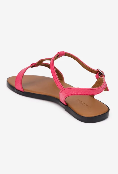 Sandale dama fuchsia din piele texturata
