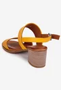 Sandale dama galbene din piele naturala cu aspect perforat